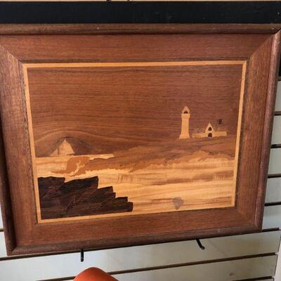 Vintage marquetry lighthouse