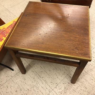 Imperial Furniture of Grand Rapids walnut side table with brass accents