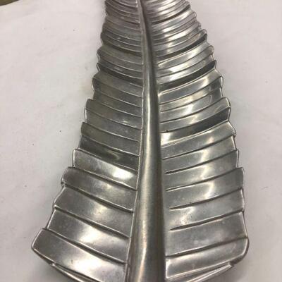 Vintage Bruce Cox aluminum banana leaf platter