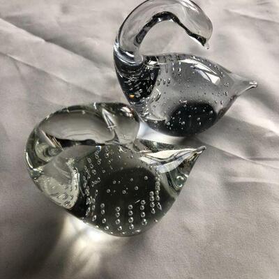 Vintage glass swan paperweights