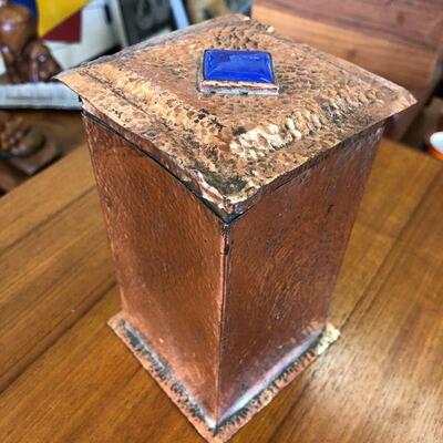 Vintage copper container with Lapus Lazuli accent