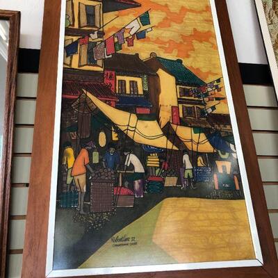 Vintage Robert Lim artwork of Singapore's China Town