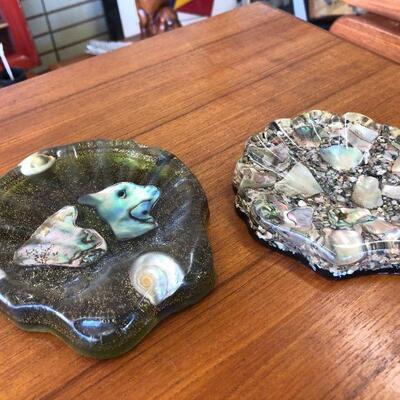 Vintage abalone soap trays