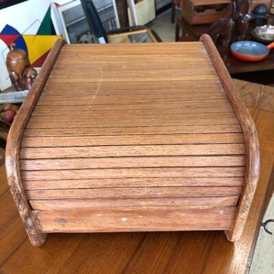 Vintage teak tambour recipe box