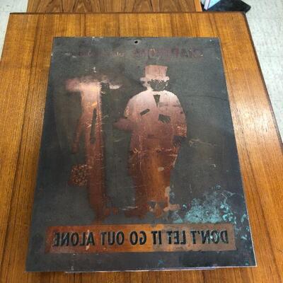Vintage printing plate, PSA regarding putting cigarettes out