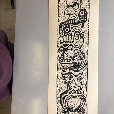 Vintage wood cut litho