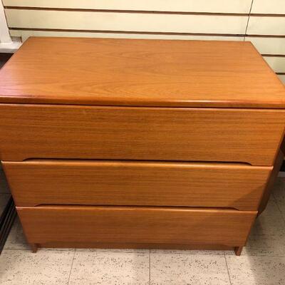 Vintage three drawer teak dresser