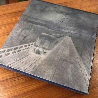 Vintage printing plate with train