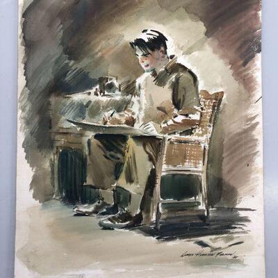 James Harrison Forman watercolor, self-portrait