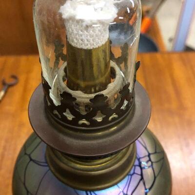 Iridescent oil lamp, vintage