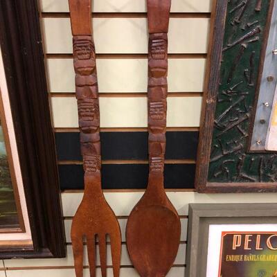 Vintage teak fork and spoon