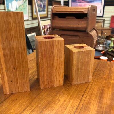 Vintage oak candle holders