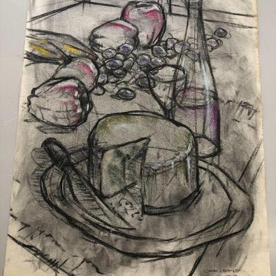 Vintage charcoal or pencil sketch - still life