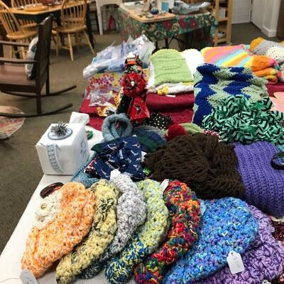 Handmade hats, afghans, tote bags and more.