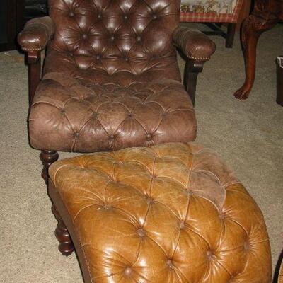LEATHER TUFFTED CHAIR AND OTTOMAN   
BUY IT NOW $ 68.00