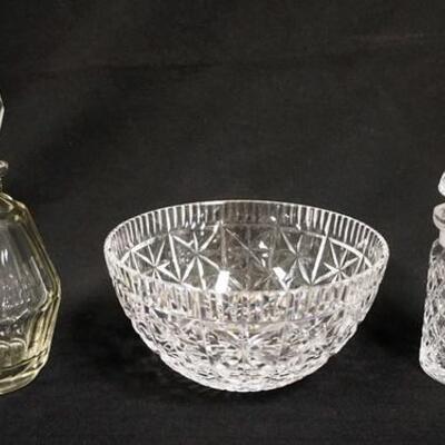 1145	3 PC CRYSTAL LOT, DECANTORS AND BOWL	25	50	10	PLEASE PAY ATTENTION FOR DAILY ADDITIONS TO THIS SALE. PARTIAL UPLOADS WILL BE MADE UP...