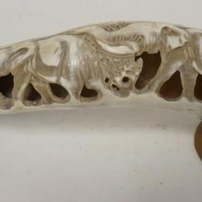 1099	CARVED HORN, 15 1/2 IN LONG	50	100	25	PLEASE PAY ATTENTION FOR DAILY ADDITIONS TO THIS SALE. PARTIAL UPLOADS WILL BE MADE UP UNTIL...