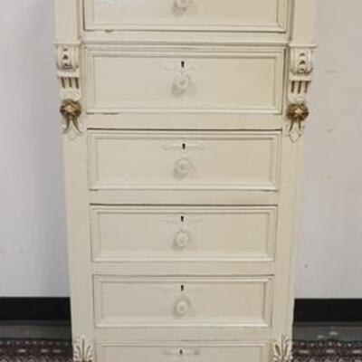 1010	NARROW VICTORIAN 6 DRAWER LINGERIE CHEST, 53 IN HIGH X 18 IN DEEP X 24 IN WIDE	150	300	75	PLEASE PAY ATTENTION FOR DAILY ADDITIONS...
