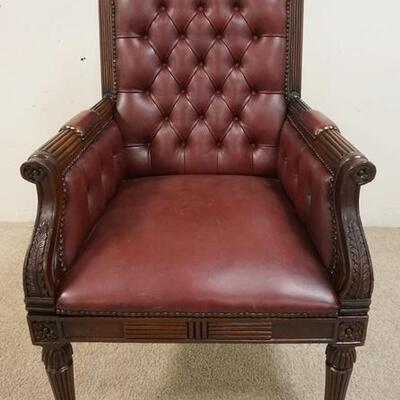1028	MAROON TUFTED LEATHER ARM CHAIR W/REEDED LEGS & CARVED ARMS	200	400	100	PLEASE PAY ATTENTION FOR DAILY ADDITIONS TO THIS SALE....