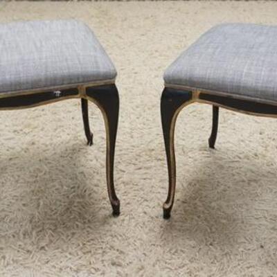 1043	PAIR OF UPHOLSTERED STOOLS, BASE METAL W/GOLD TRIM ACCENTS, 17 IN X 17 IN X 17 IN	75	150	50	PLEASE PAY ATTENTION FOR DAILY ADDITIONS...