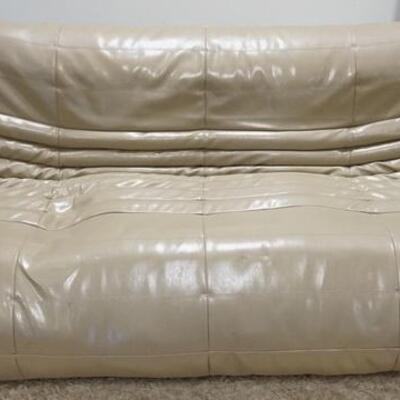1140	UNUSUAL MID CENTURY MODERN LEATHER SOFA, REAR LEG LOOSE, 73 IN WIDE	200	400	100	PLEASE PAY ATTENTION FOR DAILY ADDITIONS TO THIS...