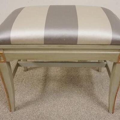 1171	SMALL UPHOLSTERED STOOL W/GILT GREEK KEY ACCENTS, 14 IN X 24 1/2 IN X 19  IN HIGH	50	100	25	PLEASE PAY ATTENTION FOR DAILY ADDITIONS...