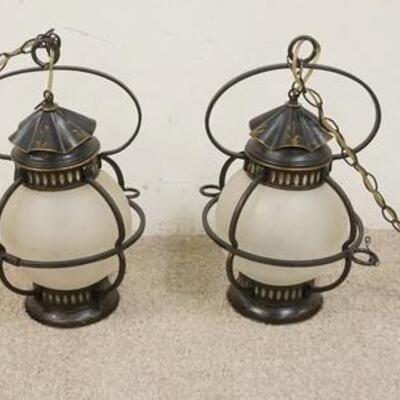 1161	PAIR OF TOLE DECORATED HANGING TAVERN LANTERNS W/GLASS SHADES, LANTERN APPROXIMATELY 17 IN HIGH	75	150	25	PLEASE PAY ATTENTION FOR...