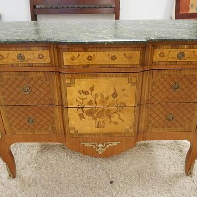 1045	MARBLE TOP INLAID 3 DRAWER CHEST W/BRONZE MOUNTS, 48 IN WIDE X 19 IN DEEP X 26 IN HIGH	200	400	100	PLEASE PAY ATTENTION FOR DAILY...