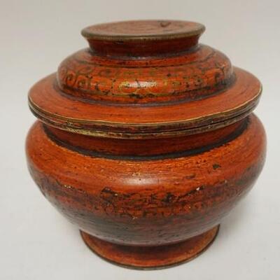 1089	ASIAN WOOD LACQUERED COVERED URN W/INTERLOCKING LID, 9 IN HIGH	75	150	25	PLEASE PAY ATTENTION FOR DAILY ADDITIONS TO THIS SALE....