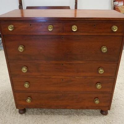 1077	ANTIQUE CHERRY SHERATON 6 DRAWER CHEST W/TURNED FRONT LEGS, 45 IN X 20 1/2 IN X 46 IN HIGH	200	400	100	PLEASE PAY ATTENTION FOR...