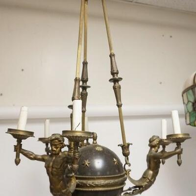 1164	VICTORIAN STYLE HANGING FIXTURE W/GREEK LIKE FIGURES HOLDING TORCHES AROUND A SPHERE, 38 IN HIGH	250	500	100	PLEASE PAY ATTENTION...