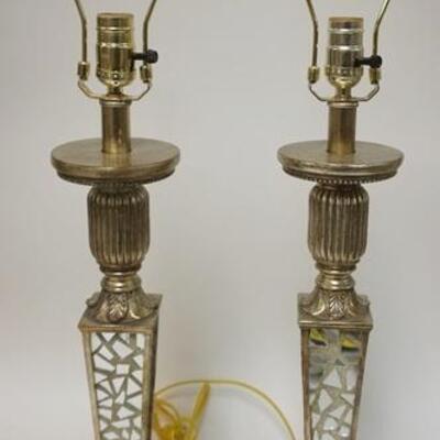 1193	PAIR OF LAMPS W/MIRROR COLUMNS & STEP BASES W/LEAF DESIGN, 30 IN HIGH	50	100	20	PLEASE PAY ATTENTION FOR DAILY ADDITIONS TO THIS...