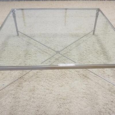 1074	BEVELED GLASS INSET METAL COFFEE TABLE, 52 IN SQUARE, 18 IN HIGH	100	200	50	PLEASE PAY ATTENTION FOR DAILY ADDITIONS TO THIS SALE....