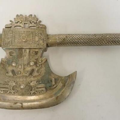 1085	METAL ASIAN ORNAMENTAL AXE, 20 1/2 IN X 8 1/2 IN	50	100	25	PLEASE PAY ATTENTION FOR DAILY ADDITIONS TO THIS SALE. PARTIAL UPLOADS...