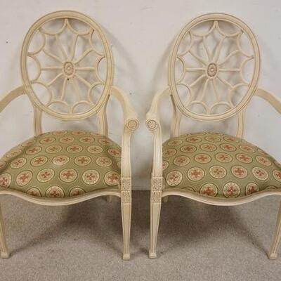 1030	PAIR OF ARM CHAIRS W/SPIDER WEB BACK DESIGN & UPHOLSTERED SEATS	150	300	100	PLEASE PAY ATTENTION FOR DAILY ADDITIONS TO THIS SALE....