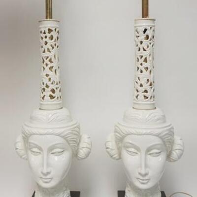 1023	PAIR OF TALL POTTERY ASIAN TABLE LAMPS IN THE FORM OF A WOMANS HEAD, 46 IN	100	200	50	PLEASE PAY ATTENTION FOR DAILY ADDITIONS TO...