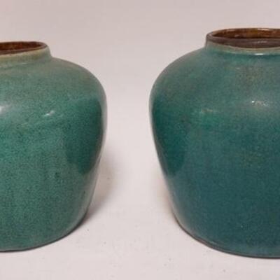 1091	PAIR OF ASIAN TEAL POTTERY VASES, 7 1/2 IN	150	300	50	PLEASE PAY ATTENTION FOR DAILY ADDITIONS TO THIS SALE. PARTIAL UPLOADS WILL BE...