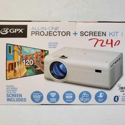 #7240 â€¢ GPX All In One Projector + Screen Kit