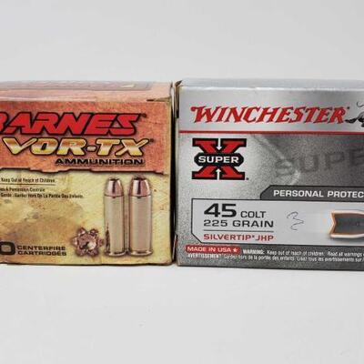943 

20 Rounds Of 45 Colt 225 Grain Silvertip, 13 Rounds Of 45 Colt 200 GR. XPB HP, and 6 45 Colt Shells
20 Rounds Of 45 Colt 225 Grain...
