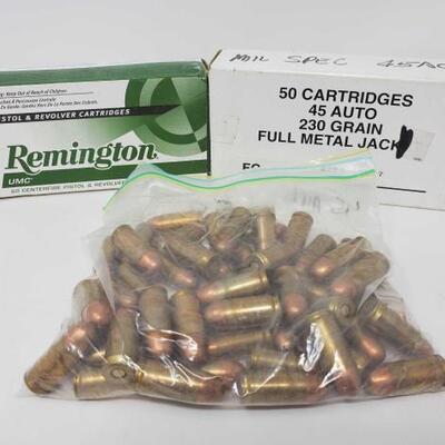 918 32 Rounds Of .45 Auto 230 GR. MC, 50 .45 Auto 230 Gr. Full Metal Jack... 