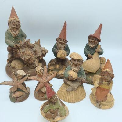 Four of the eight gnomes are signed one comes on a wood base. Tallest gnome measures 6