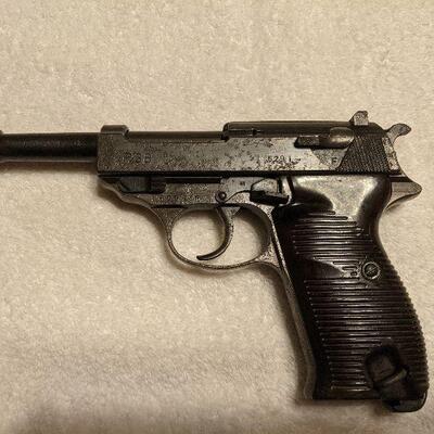 1941 German P38 9mm Pistol, was a WWII war trophy does not have a clip nor holster, it is pitted, $950