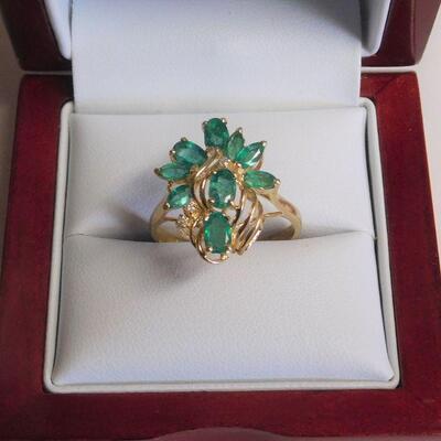 14k Emerald and Diamond Ring