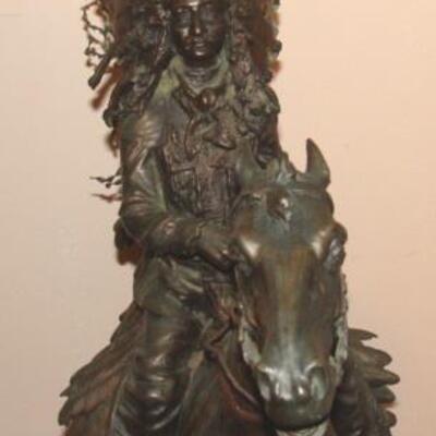  Details 
Large Carl Kauba Bronze Statue 1868-1922. Native American Chief Rider on Horse. Solid Cold Painted Bronze, Housed on a Marble...