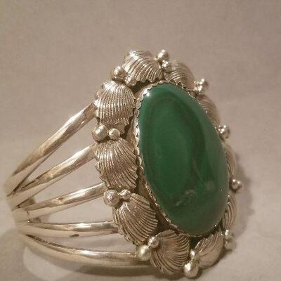 Sterling and Turquoise Stone Cuff Bracelet