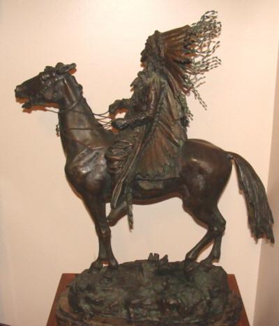 Large Carl Kauba Bronze Statue 1868-1922. Native American Chief Rider on Horse. Solid Cold Painted Bronze, Housed on a Marble Base....