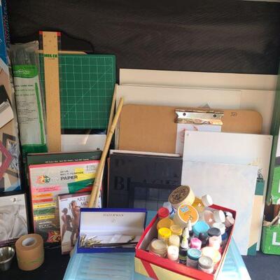 https://ctbids.com/#!/description/share/694339 Art supplies galore! Includes easel, calligraphy pens, mat cutter and many more fun items.


