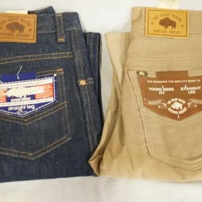 1160	LOT OF TWO PAIRS OF THE GREAT PLAINS CLOTHING COMPANY PANTS. NEW W/ TAGS 
