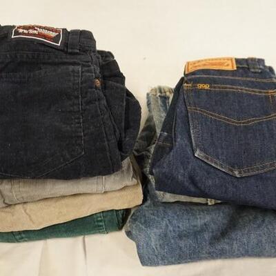 1050	LOT OF SEVEN PAIRS OF VINTAGE YOUTH SIZED GAP PANTS, VARYING DEGREE OF WEAR
