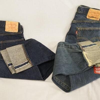 1146	LOT OF TWO PAIRS OF USA MADE LEVI'S 501 XX SELVEDGE JEANS W/ BIG E ; W 29 X L 40 & W 27 X L 34
